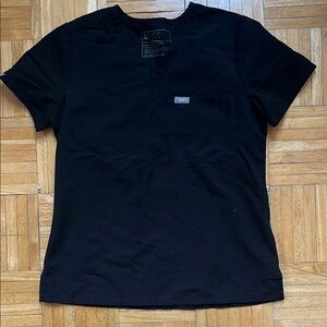 Figs Black V-Neck Scrub Top